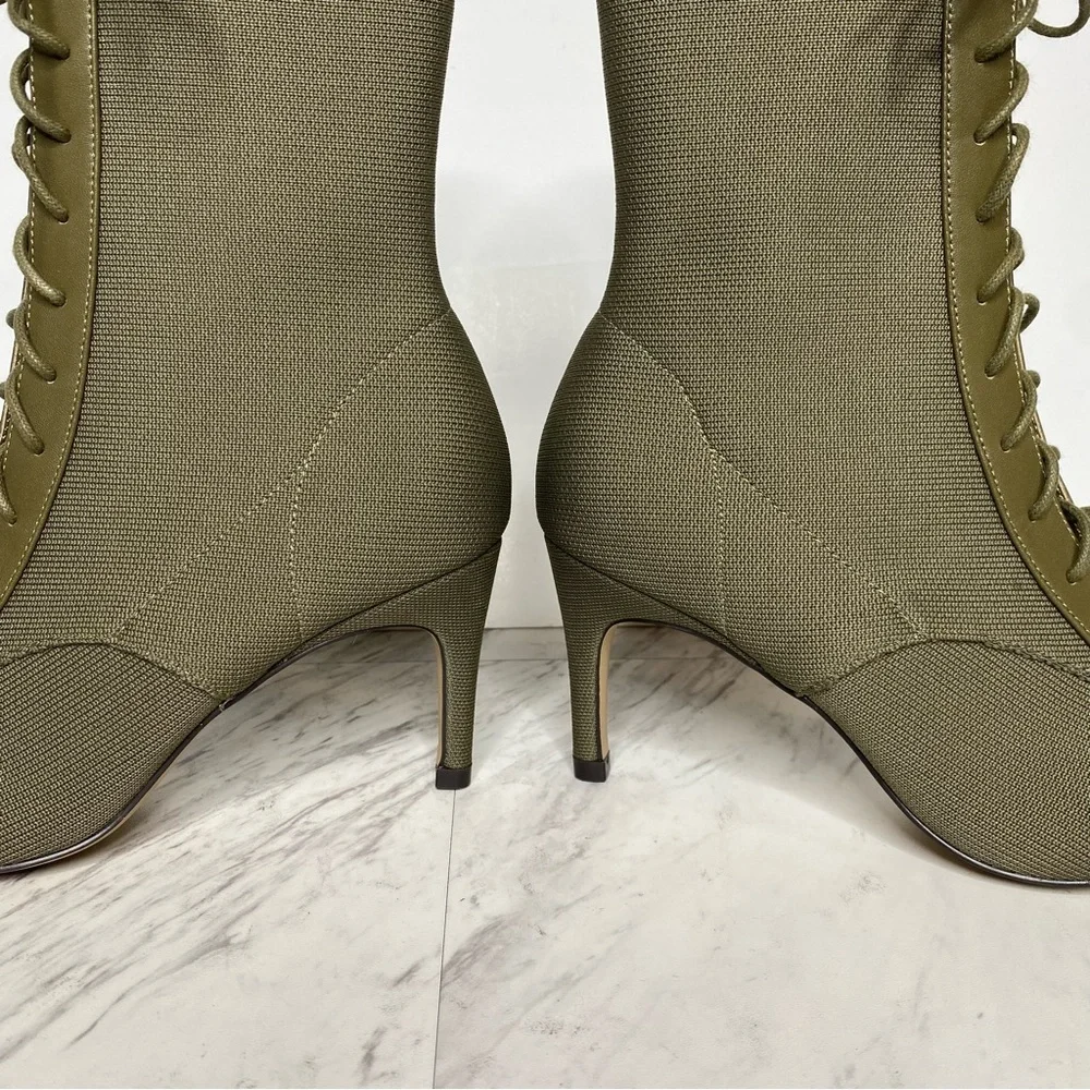 Charles David Piranha Green Lace Up Pointed Toe Boot 7M
